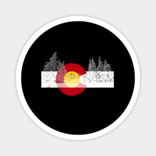 Colorado Flag Mountain Ski Trees Outdoor Magnet